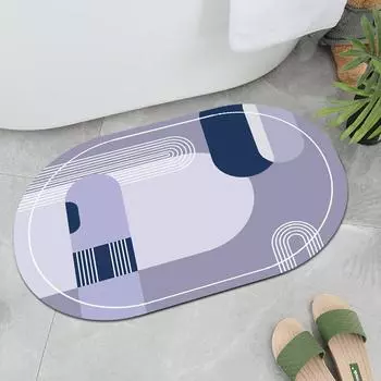 Современный простой коврик для унитаза с диатомовой грязью, геометрический узор, нескользящий коврик для ванной, впитывающий коврик для ног 40*60cm