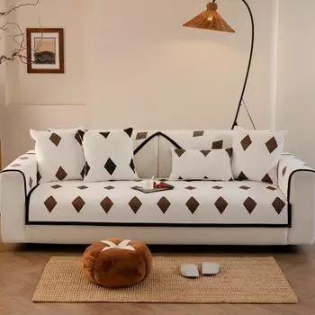 Современный простой осенне-зимний диванный коврик, легкий роскошный премиум-коврик для дивана, новый противоскользящий чехол для дивана, утолщенный плюшевый чехол из ткани 70x70