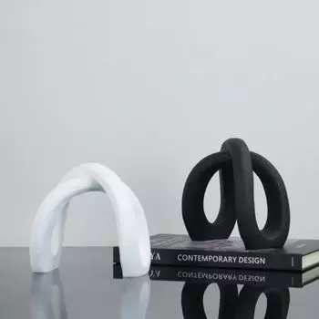 Современный простой смоляной черно-белый пеньковый канат геометрический стол гостиная модель книжный шкаф модное легкое украшение