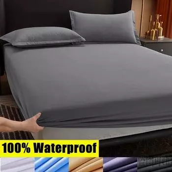 Современный простой стиль простыня на резинке, водонепроницаемая фиксированная необрастающая защита от складок, портативный чехол для кровати без наволочки Sheet 80X200x30cm синий