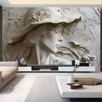 Современный рельеф красота чучело фотообои гостиная телевизор диван фон декор настенная роспись 200 cm(W) x 140 cm(H)