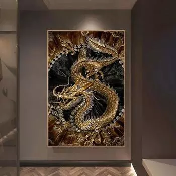 Современный Ретро китайский дракон холст картины постеры и принты настенная художественная картина для гостиной украшения стены дома Cuadros 21*30cm
