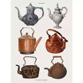 Современный Ретро Кухонный Чайник Искусство Минималистичные Иллюстрации Постеры Принты Холст Живопись Настенное Искусство Картина Гостиная Домашний Декор 21cm30cm NoFrame