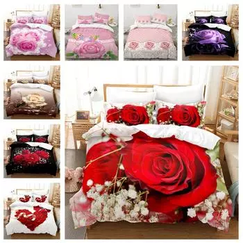 Современный романтический комплект постельного белья с розой и 3D-пухом, пододеяльник AU180 * 210, полноразмерный роскошный пододеяльник, чехол для постельного белья на День святого Валентина Baby 100x135cm