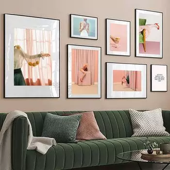 Современный розовый модный постер сексуальная женщина с принтом ног настенная живопись на холсте фотография креативная картина салон девушка украшение комнаты A4 21x30cm No Frame