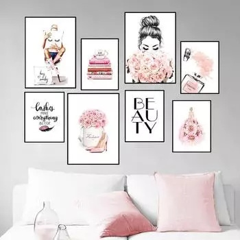 Современный салон красоты ресницы черные губы скандинавская настенная живопись на холсте женщины печать плакатов простота духи книги изображение HD3151 21x30cm no frame