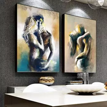 Современный сексуальный плакат для пары, картина маслом, персонаж, объятия, холст, настенная художественная картина, домашний бар, комната 21cm30cm NoFrame