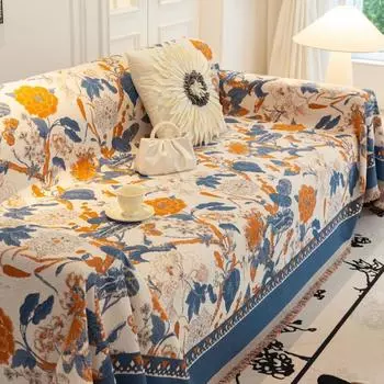 Современный скандинавский цветочный принт, чехол для диванной подушки, двухсторонний чехол для дивана, синель, французский чехол для дивана, защитное одеяло, одеяло 180X130cm зелёный