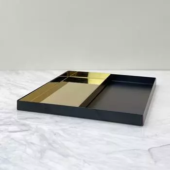 Современный скандинавский настольный шкаф для хранения, металлическое украшение, черный квадратный поднос, удлиненный двухцветный поднос для хранения, образцы украшений для комнаты
