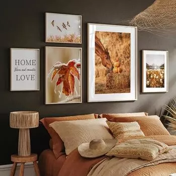 Современный скандинавский стиль, осенний пейзаж, животный пейзаж, печать на холсте, картина, постер, художественная картина, Декор в гостиную 21x30cm No Framed