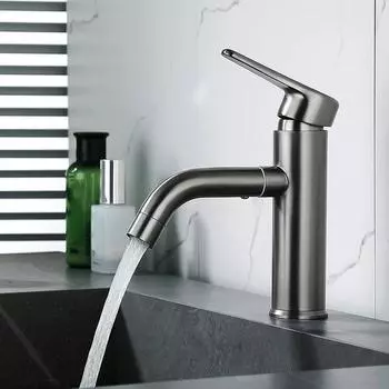 Современный смеситель для ванной комнаты, серый кран для раковины из нержавеющей стали, смеситель для горячей и холодной воды, краны для ванной комнаты, принадлежности G3/8 серый