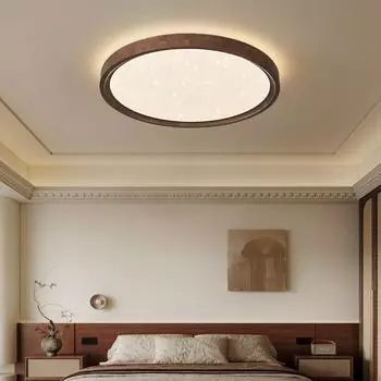 Современный средневековый потолочный светильник из цельного дерева: Черный орех для гостиной, столовой, спальни или кабинета Three Color Adjustable