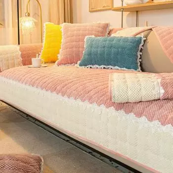 Современный стеганый бархатный нескользящий чехол для дивана, 3-4-местный плюшевый кожаный чехол для дивана, однотонное мягкое комбинированное кресло, подушка для дивана 70x70