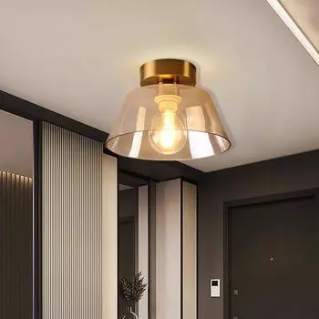 Современный стеклянный потолочный светильник янтарно-зеленого цвета со стеклянным колпаком для гостиной, столовой, лестничной клетки, спальни, домашний светодиодный светильник для украшения No bulb чистый