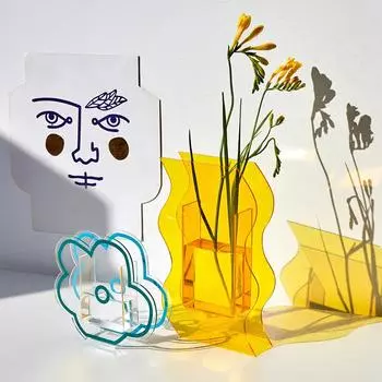 Современный стиль Акриловая ваза Креативный цветочный контейнер для гостиной Цветочная композиция Скандинавский офисный настольный декор Орнамент