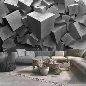 Современный стиль фрески 3d абстрактные космические цементные геометрические обои домашний декор гостиная спальня фон фреска 200 cm(W) x 140 cm(H)