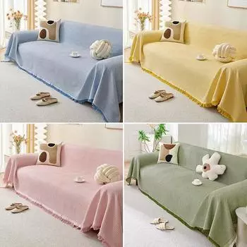 Современный стиль INS Нескользящий Всесезонный Простой Однотонный Диванный Одеяло Хлопковый Марлевый Чехол Универсальный Диванный Чехол Кемпинговое Одеяло 90x90