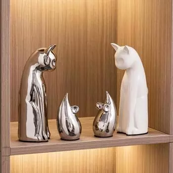 Современный стиль Керамическая Гармония Крысы и кошки Украшения Животный Дизайн Домашний Рабочий Стол Украшения Гостиной Винный Шкаф Книжный Шкаф Декор