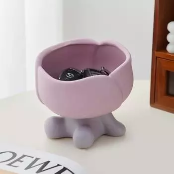 Современный стиль Керамический поднос для хранения в форме цветка, контейнер для ключей, настольный ящик для хранения, органайзер для украшения дома и подарка