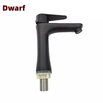 Современный стильный бытовой водопроводный кран для раковины в ванной, черный кран из нержавеющей стали 304, одинарный холодный кран (shortFaucet