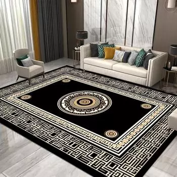 Современный стиль роскошный ковер гостиная большой размер ковер украшение дома спальня нескользящий ковер моющийся диван журнальный столик коврик черный 60x90cm door mat