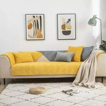 Современный супер мягкий нескользящий секционный чехол для дивана для гостиной, однотонный бархатный плюшевый стеганый диван-полотенце L-образный угловой чехол W70 x L70cm 1pc