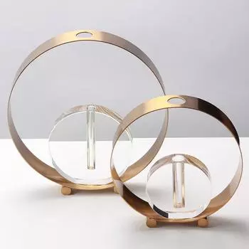 Современный свет Роскошный Кольцо Металлические Цветочные Украшения Офис Продаж Модель Комната Ресторан Отель Гостиная Украшения Хрустальная Ваза