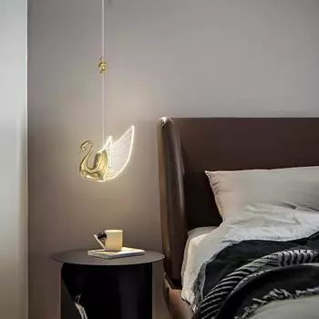 Современный светильник Роскошный подвесной светильник в форме лебедя для спальни, кровати, двухуровневой лестницы, вращающейся лампы, подвесного светильника для столовой, коридора, крыльца, бара