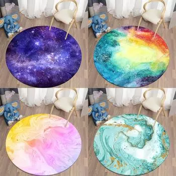 Современный светлый роскошный Galaxy круглый мягкий фланелевый ковер для дома, гостиной, дивана, спальни, кухни, украшения пола, ковер, коврик 40cm