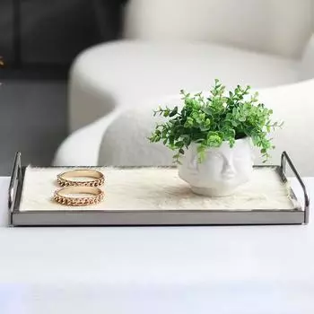 Современный светлый роскошный конский волос геометрический прямоугольный поднос модель комнаты домашняя спальня гардероб прикроватный столик для хранения украшений Rectangle tray M1001983