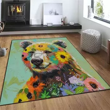 Современный светлый роскошный ковер для гостиной, мультяшный, абстрактный, животные, искусство, детский ковер для спальни, моющийся, коврик для крыльца, настраиваемый 60x90cm door mat