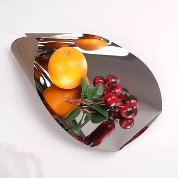 Современный светлый роскошный креативный металлический поднос с древесным зерном металлическая тарелка для фруктов модель комнаты офис продаж гостиная журнальный столик декоративные украшения