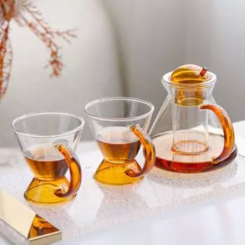 Современный светлый роскошный стеклянный чайник, чайная чашка, модель, комната, кофейня, чайная комната, гостиничный набор, комбинация, мягкий декор Teapot three-piece set M98442