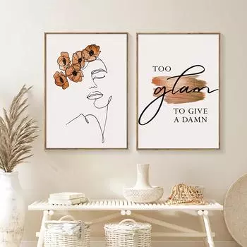 Современный Светлый Роскошный Стиль Украшения Плакат Абстрактная Линия Женщина Холст Картины Гостиная Художественные Фрески Домашний Декор Стен Эстетический 21cm30cm NoFrame