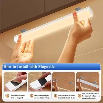 Современный светодиодный датчик движения, ночник, USB Type-C, перезаряжаемая лампа для кухонного шкафа, гардероба, лампа для подсветки лестницы warm light