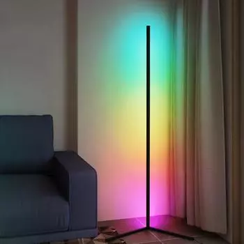 Современный светодиодный линейный напольный светильник RGB красочный для гостиной, угловой спальни, кабинета, офиса, прямоугольное длинное напольное атмосферное освещение
