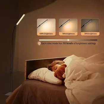 Современный светодиодный напольный светильник с USB-разъемом, вращающийся, с защитой для глаз, регулируемая цветовая температура, яркость, лампа для спальни, гостиной Tricolor Light