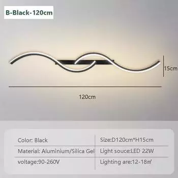 Современный светодиодный настенный светильник 100/120 см с длинной полосой, настенный бра для гостиной, спальни, прикроватная барная стойка, домашний декор, пульт дистанционного управления, светодиодный блеск Warm White