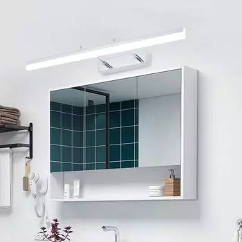 Современный светодиодный настенный светильник 40/50/60/80 см, зеркальный светильник, длинная полоса, серебряные настенные бра, ванная комната, туалет, домашний декор, светодиодное освещение, блеск Cool white