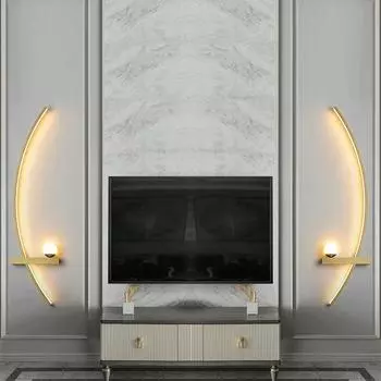 Современный светодиодный настенный светильник, черное золото, прикроватный, длинный, настенный, бра, спальня, кабинет, гостиная, бар, домашний декор, светодиодный светильник для помещений, люстра Warm white-No RC