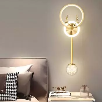 Современный светодиодный настенный светильник для домашнего декора, гостиной, спальни, минималистского креативного настенного светильника Sheephead, прикроватного фона, внутреннего освещения 3 color dimming золотой