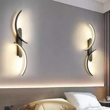 Современный светодиодный настенный светильник для комнаты, светодиодные светильники для спальни, прикроватные бра с двойным изгибом, домашний декор, внутреннее освещение Warm light