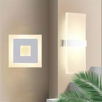 Современный светодиодный настенный светильник для спальни, прикроватные лампы, домашнее освещение, гостиная, балкон, проход, украшение, бра, акриловый светодиодный настенный светильник Warm White (2700-3500K)