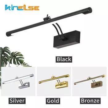 Современный светодиодный настенный светильник для ванной комнаты из водонепроницаемой нержавеющей стали L40/55/70CM, бра для внутреннего зеркала, настенные светильники с выключателем No Switch&Warm White (2700-3500K)&9W 40CM