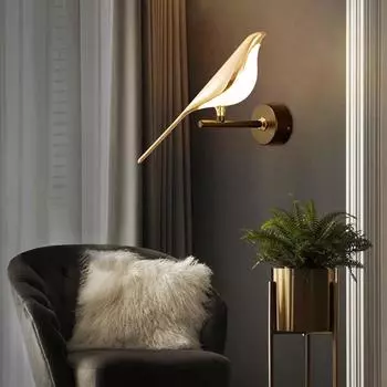 Современный светодиодный настенный светильник Magpie Bird Light Внутреннее освещение для дома, спальни, гостиной, простоты, искусства, декоративного настенного освещения Warm White