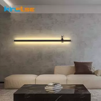 Современный светодиодный настенный светильник, простая длинная полоса, настенный светильник для спальни, гостиной, ТВ-фона, декоративный светильник 85-265 В Warm White (2700-3500K)