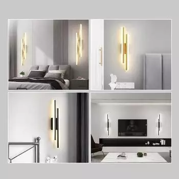 Современный светодиодный настенный светильник с длинным акриловым абажуром, светодиодные фонари, внутреннее освещение для гостиной, коридора, светильник, украшение комнаты 3 color dimming чёрный