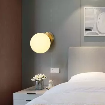 Современный светодиодный настенный светильник со стеклянным шаром, скандинавские круглые настенные светильники, декоративные E27