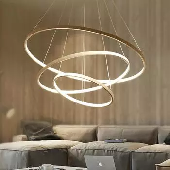 Современный светодиодный плафон Kroonluchter Voor Villa Woonkamer Slaapkamer Eetkamer Потолочная люстра Thuis Indoor Verlichting 3Ring 20 40 60CM&Brightness Dimmable белый
