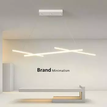Современный светодиодный подвесной светильник для столовой, гостиной, спальни, минималистский подвесной светильник Iron Art Line, домашний декор, светильник Cold white(no RC)